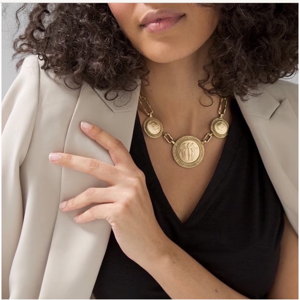 WHBM TEXTURED COIN NECKLACE